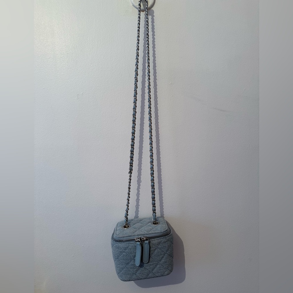 Blue Quilted Crossbody Bag